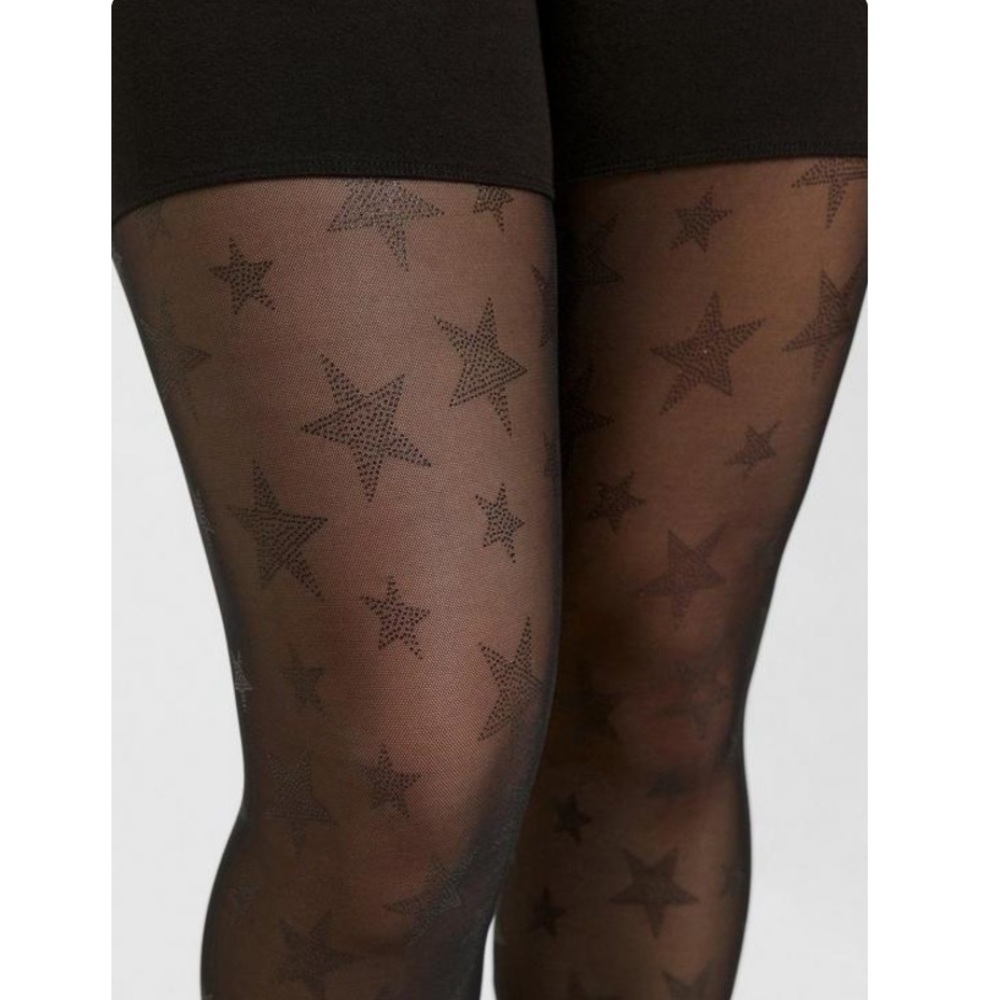 TORRID NWT Full Length Signature Waist Flocked Legging Black Stars - Picture 2 of 4